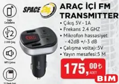 SPACE ARAÇ İÇİ FM TRANSMİTTER